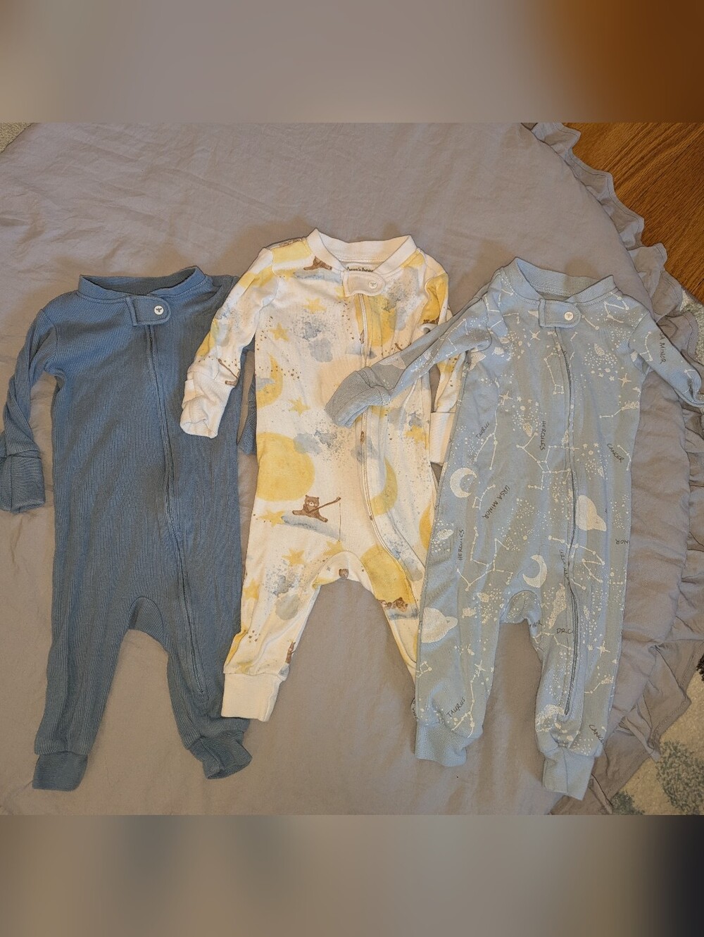 Burt's Bees 3-Pack: Moon and Stars Zip Footless One-Piece Sleep And Play